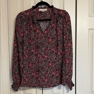 LOFT Long Sleeve Mixed Media Floral Blouse - Sz Med